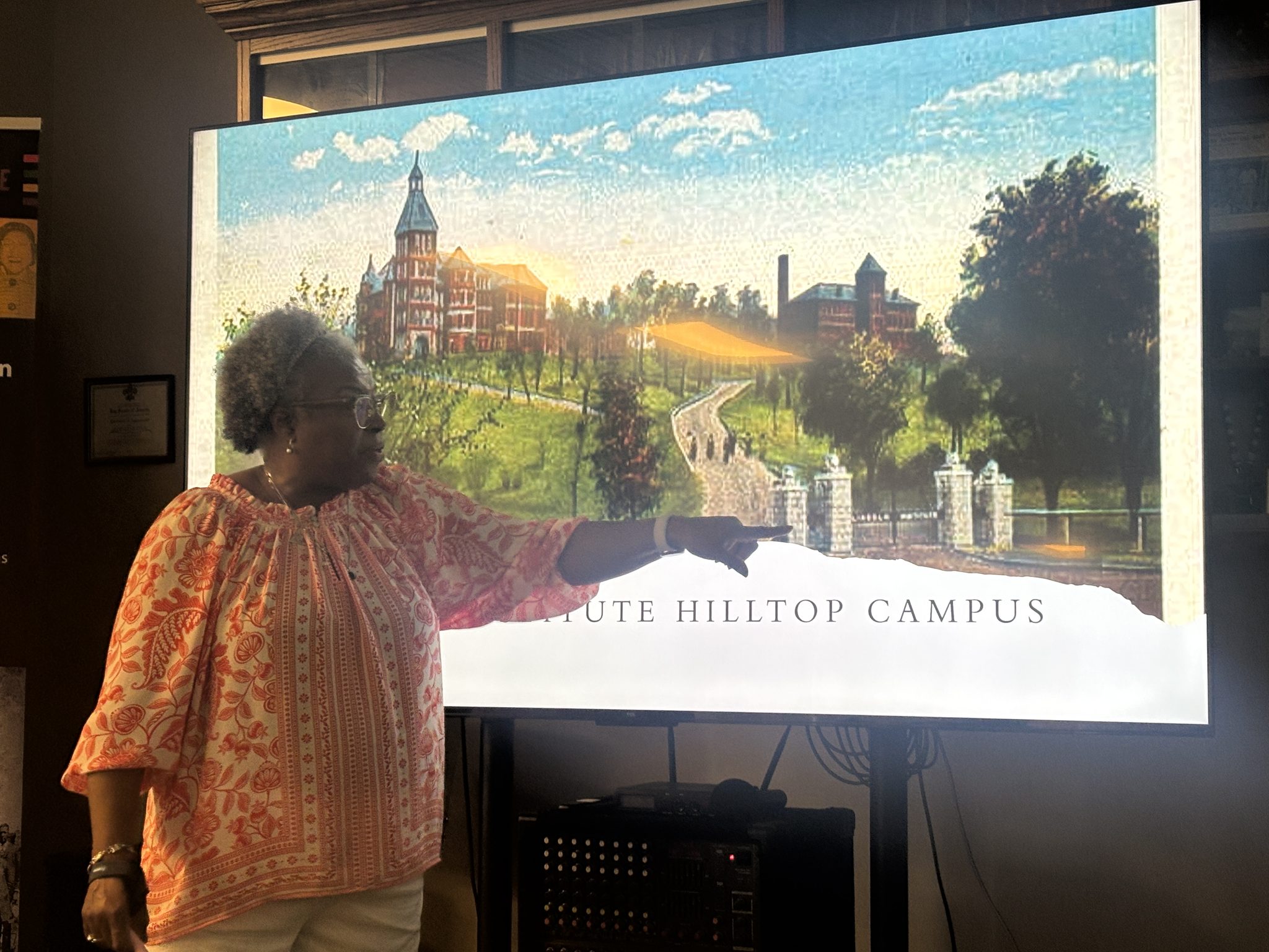 Photo credit Megan Jantos
Above, Dr. Debra Foster Greene discusses Lincoln University’s early Hilltop Campus during the Black Ancestors Awareness Campaign’s Summer Speaker Series on Sunday, Aug. 23, at Weston United Methodist Church.